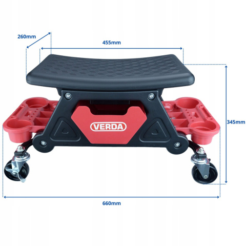 Taboret warsztatowy stołek obrotowy siedzisko 360° z półką 135kg SN6714 Taboret warsztatowy stołek obrotowy siedzisko 360° z półką 135kg SN6714